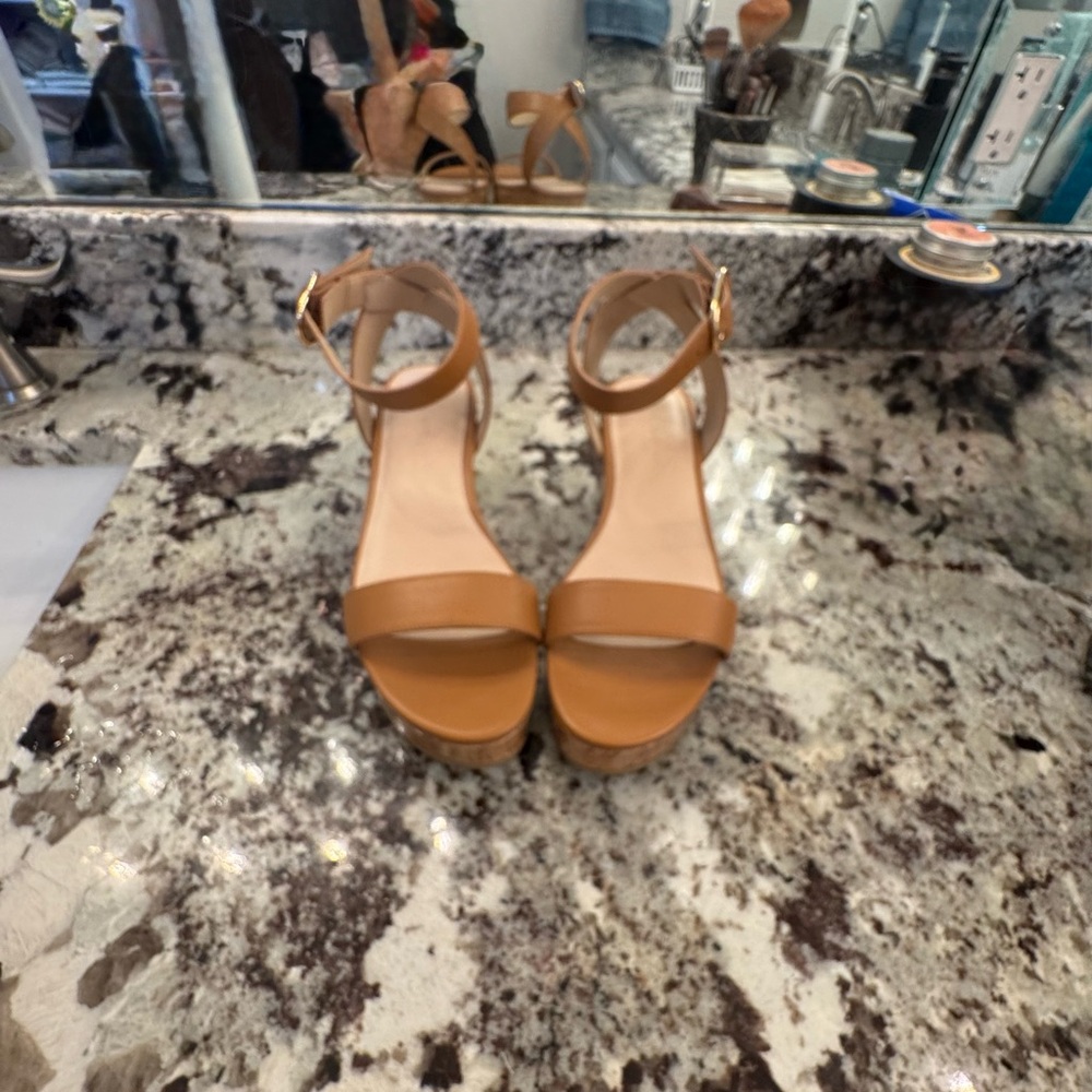 Stuart Weitzman Tan Wedge Sandals - Picture 6 of 8